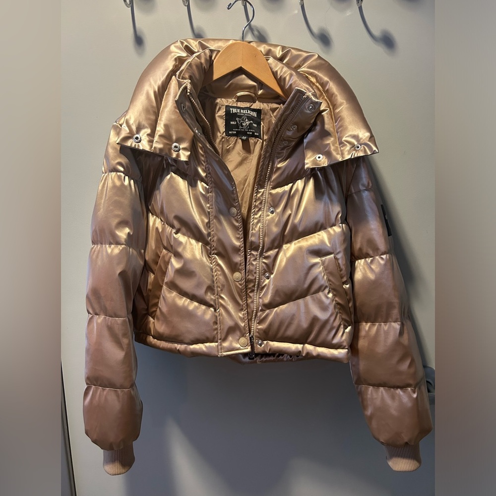 True Religion gold puffer jacket